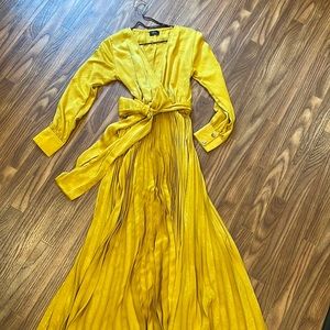 Satin button sleeve maxi dress